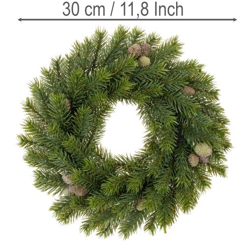 Veniec z umelých jedľových konárov so šiškami na dvere alebo stôl, 30 cm | Floristik24.sk