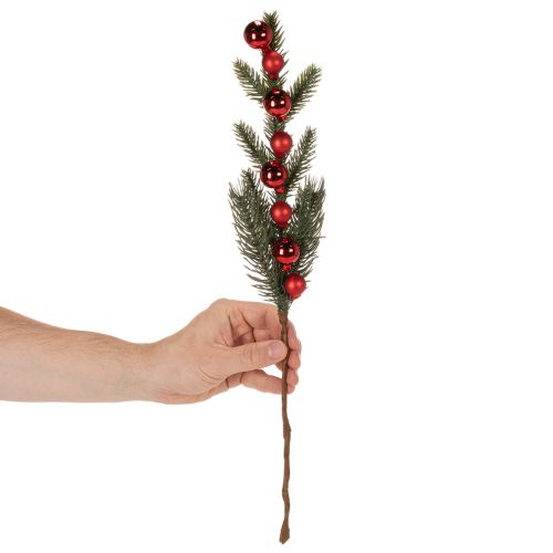 Umelá jedľová vetvička s vianočnými ozdobami, 48 cm, 2 kusy | Floristik24.sk