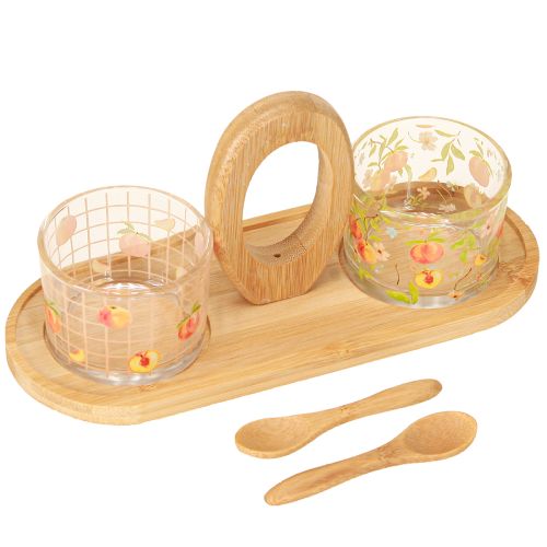 položky Letná dekorácia na stôl s motívom broskyne s tapasovou sadou 23 × 9 × 10,5 cm