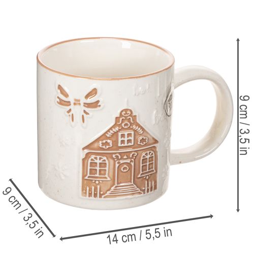 Keramický hrnček s motívom domu a reliéfnym vzorom, 9 cm | Floristik24.sk