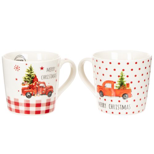 Vianočný hrnček s autom a vianočným stromčekom, keramické hrnčeky, 10 cm, 2 kusy | Floristik24.sk