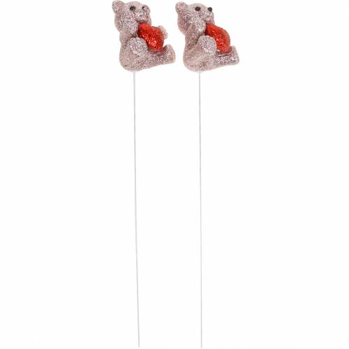 položky Ozdobný medvedík so srdiečkom, Valentín, trblietavý kvet zátka 9 ks