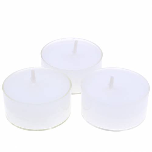Floristik24 Čajové sviečky biele v plastovej miske 18ks