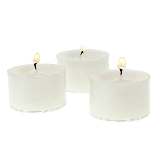 Floristik24 Čajové sviečky biele v plastovej miske 50ks