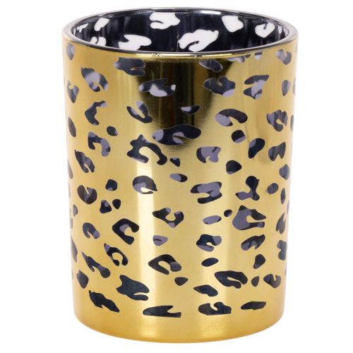 Sklenený držiak na čajové sviečky s leopardím vzorom na dekoráciu stola, 12 cm