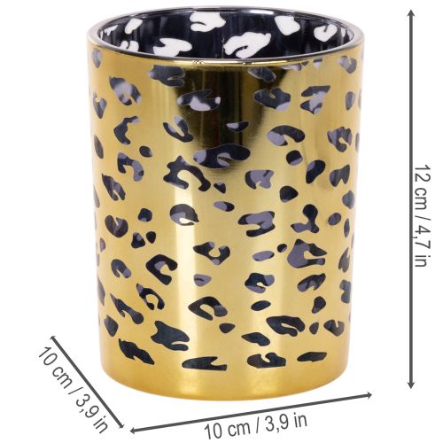 Sklenený držiak na čajové sviečky s leopardím vzorom na dekoráciu stola, 12 cm | Floristik24.sk