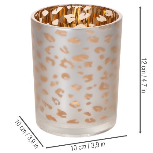 Sklenený držiak na čajové sviečky s leopardím vzorom, 12 cm | Floristik24.sk