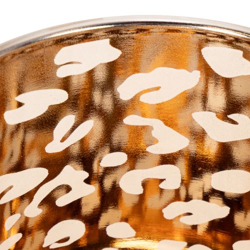Sklenený svietnik na čajové sviečky s leopardím vzorom, dvojfarebný, 8 cm | Floristik24.sk