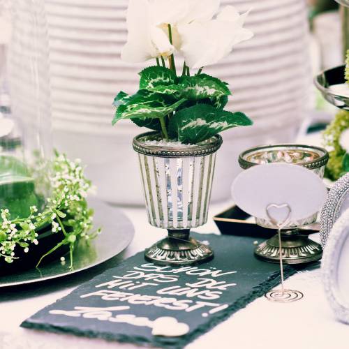 Floristik24 Sklenená šálka sedliacka striebro V11cm