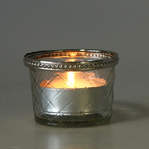 položky Čajová sviečka sklenený kosoštvorec s kovovým okrajom Ø8cm V5,5cm 4ks