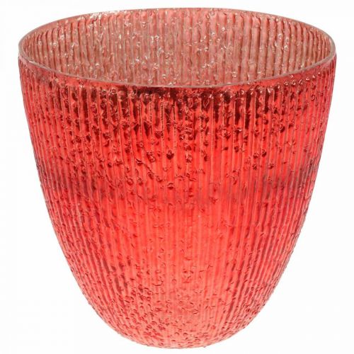 položky Sviečková sklenená lampáš červená sklenená dekoračná váza Ø21cm V21,5cm