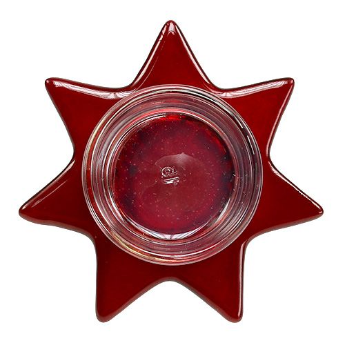 položky Svietnik na čajovú sviečku v tvare červenej hviezdy so sklom Ø10cm V10,5cm 2ks
