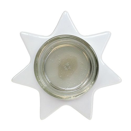 položky Svietnik na čajovú sviečku biela hviezda so sklom Ø10cm V10,5cm 2ks