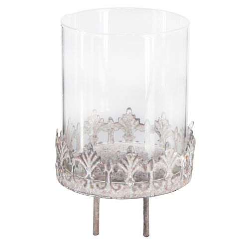 Floristik24 Svietnik na čajovú sviečku na zasunutie vintage Ø7cm V7,5cm šedý 4 ks