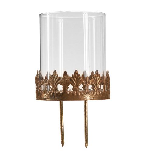 Floristik24 Svietnik na čajovú sviečku na zasunutie so sviečkou sklenená zlatá Ø7cm 4 ks