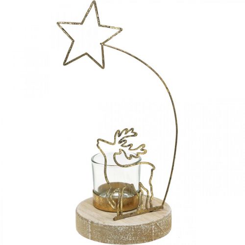Floristik24 Kovový držiak na čajovú sviečku soba a vianočná hviezda Ø10cm V24cm