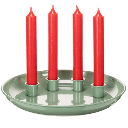 Adventný veniec so štyrmi svietnikmi, zelený, 24 cm | Floristik24.sk