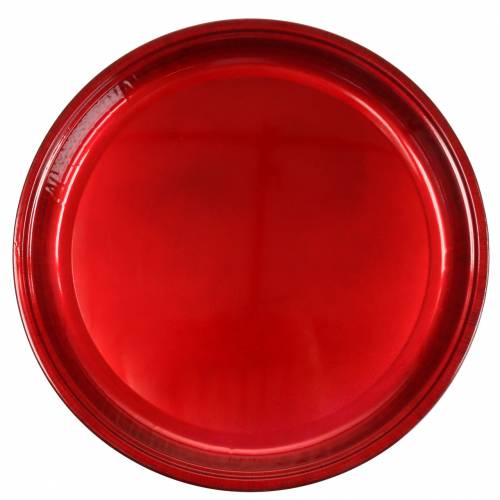 Floristik24 Ozdobný tanier z kovu červenej farby s glazúrou Ø50cm