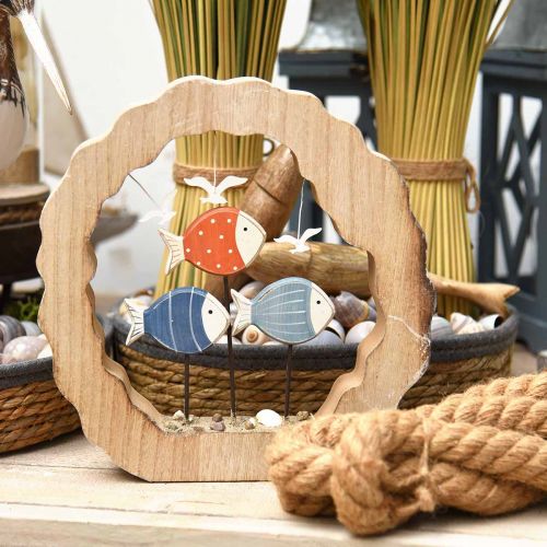 položky Stolová dekorácia rybie drevo na umiestnenie modrá, červená námorná dekorácia Ø28cm