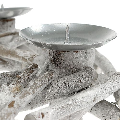 Floristik24 Stolový veniec so svietnikom Ø32cm obielený