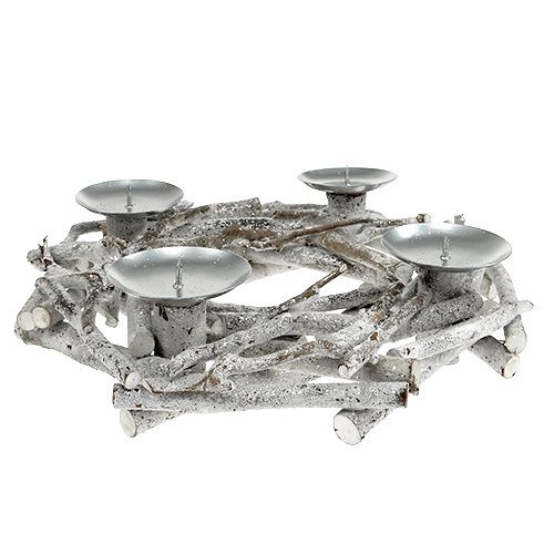 Floristik24 Stolový veniec so svietnikom Ø32cm obielený