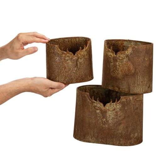 Kvetináč jeleň kovový oválny rustikálny sada 3 kusov 24 cm | Floristik24.sk