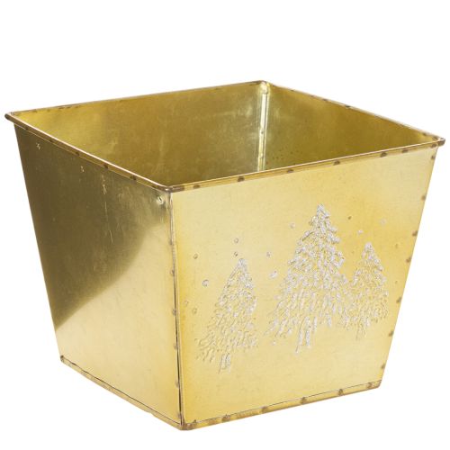 Kovový kvetináč s trblietavým motívom jedle, 18 cm
