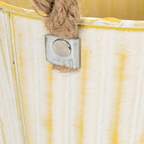 položky Kovový kvetináč, jarná dekorácia, kvetináč s rúčkami, žltý, shabby chic, Ø18cm, V17,5cm