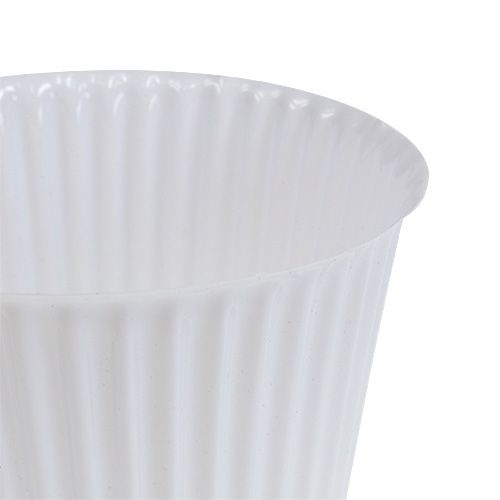 Floristik24 Hrniec s drážkami z plastu Ø10cm V8cm biely 25p