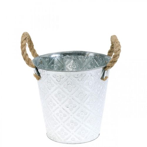 Kovový črepník na sadenie, kvetináč s rúčkami, kvetináč s kvetinovým vzorom Ø18cm