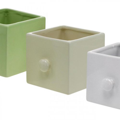 položky Keramický kvetináč, zásuvka na pestovanie, štvorcový, 12×10,5×9,5 cm 3 ks