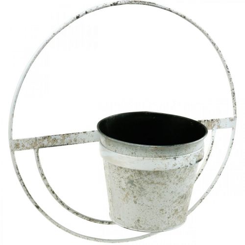 položky Kvetináč shabby chic nástenná dekorácia biely kov so závesom Ø37cm
