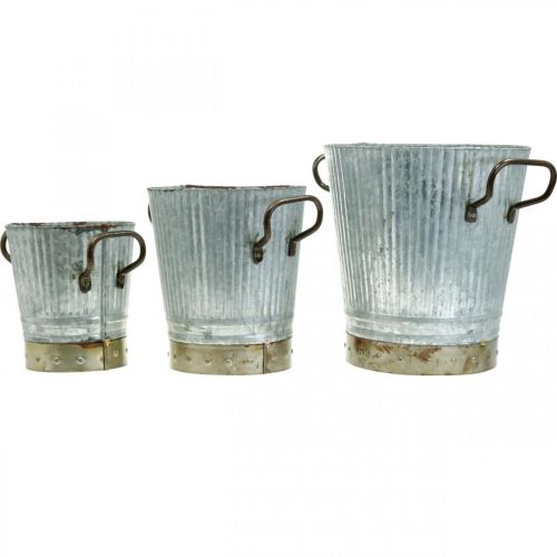 položky Kvetináč kovový s rúčkami vintage dekorácia Ø26/20/17cm sada 3 ks