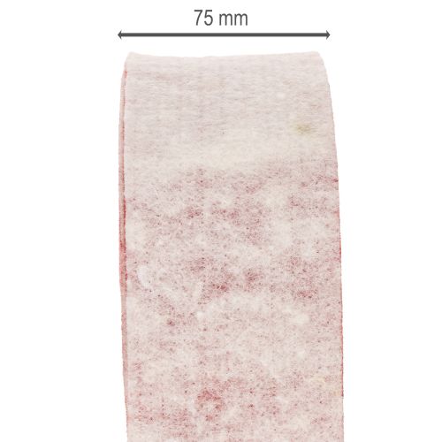 Dvojfarebný pánt na hrniec vyrobený zo 100 % vlny ako ozdobná plstená stuha, bielo-červený, šírka 7,5 cm, dĺžka 5 m | Floristik24.sk