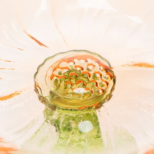 položky Dekoratívny sklenený tanier s nohou, kvetinový vzor pre štýlovú dekoráciu stola a letnú výzdobu, 15 cm