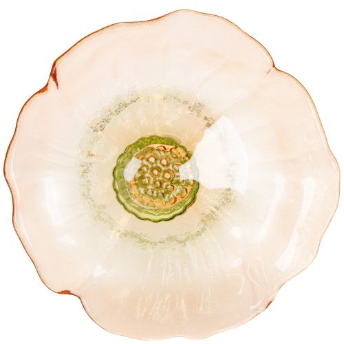 položky Dekoratívny sklenený tanier s nohou, kvetinový vzor pre štýlovú dekoráciu stola a letnú výzdobu, 15 cm