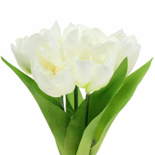 Floristik24 Jarná dekorácia tulipány v zväzku biele 26,5cm 5ks