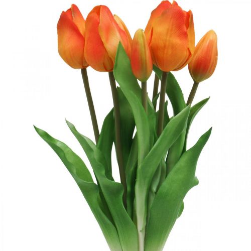 Floristik24 Umelý tulipán oranžová kytica umelých kvetov 38cm 7ks