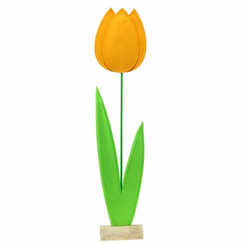 Floristik24 Plstený kvet tulipán žltý letná dekorácia V88cm
