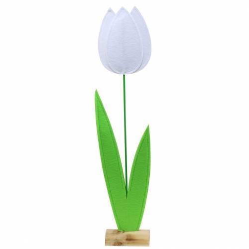 Floristik24 Plstený kvet tulipán biely V88cm