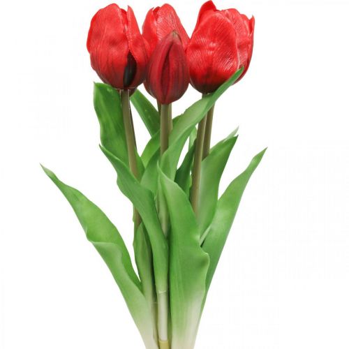 Floristik24 Tulipán červený umelý kvet tulipánová dekorácia Real Touch 38cm zväzok 7 kusov