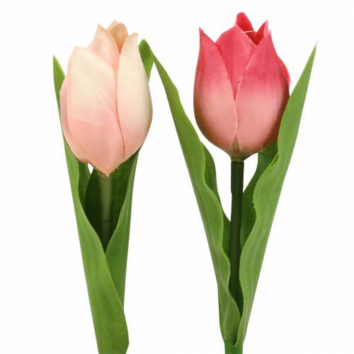 Floristik24 Tulipán mix umelé kvety ružová marhuľa 16cm 12ks