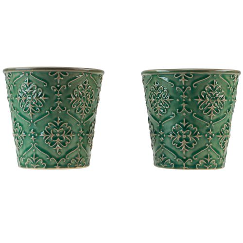 položky Kvetináč keramická krakelovacia glazúra zelená Ø10cm V13cm 2ks