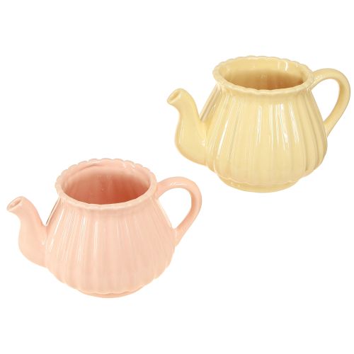 Kvetináč keramický dekoračný čajník oranžovožltý 19,5×13,5×11cm 2 ks