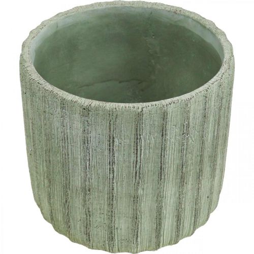 položky Kvetináč keramický zelený retro pruhovaný Ø16,5 cm V14,5 cm