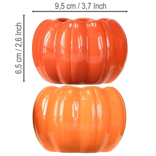 Keramický kvetináč s tekvicou oranžový Ø9,5 cm V6,5 cm 4 ks | Floristik24.sk