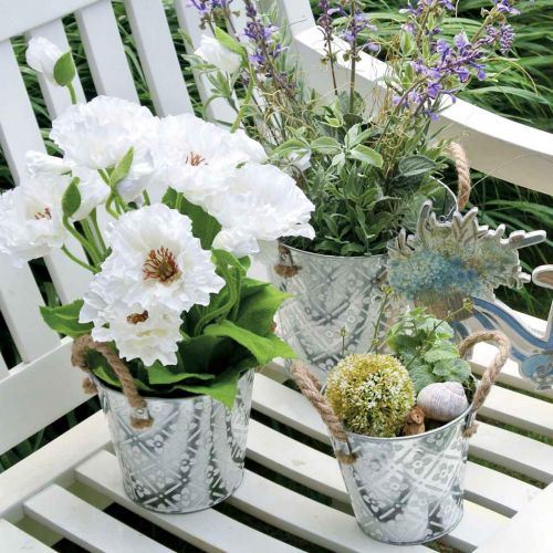 položky Kvetináč s kvetinovým vzorom, kovový kvetináč na sadenie, kvetináč s rúčkami Ø25,5 cm