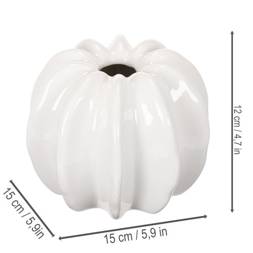 Keramická váza s tekvicou, biela, bytová dekorácia, 15 cm | Floristik24.sk