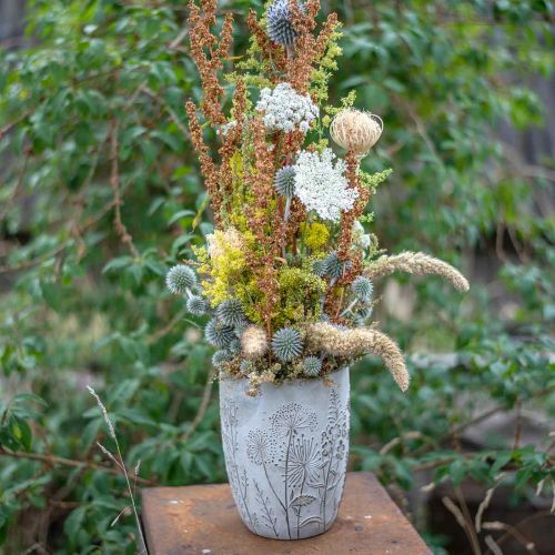 položky Váza Betónová biela Váza na kvety s reliéfnymi kvetmi vintage Ø18cm
