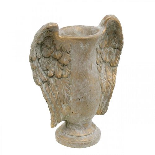 Floristik24 Dekoratívna váza z betónu, amfora s anjelskými krídlami zlatý vintage vzhľad Š20,5cm V26cm